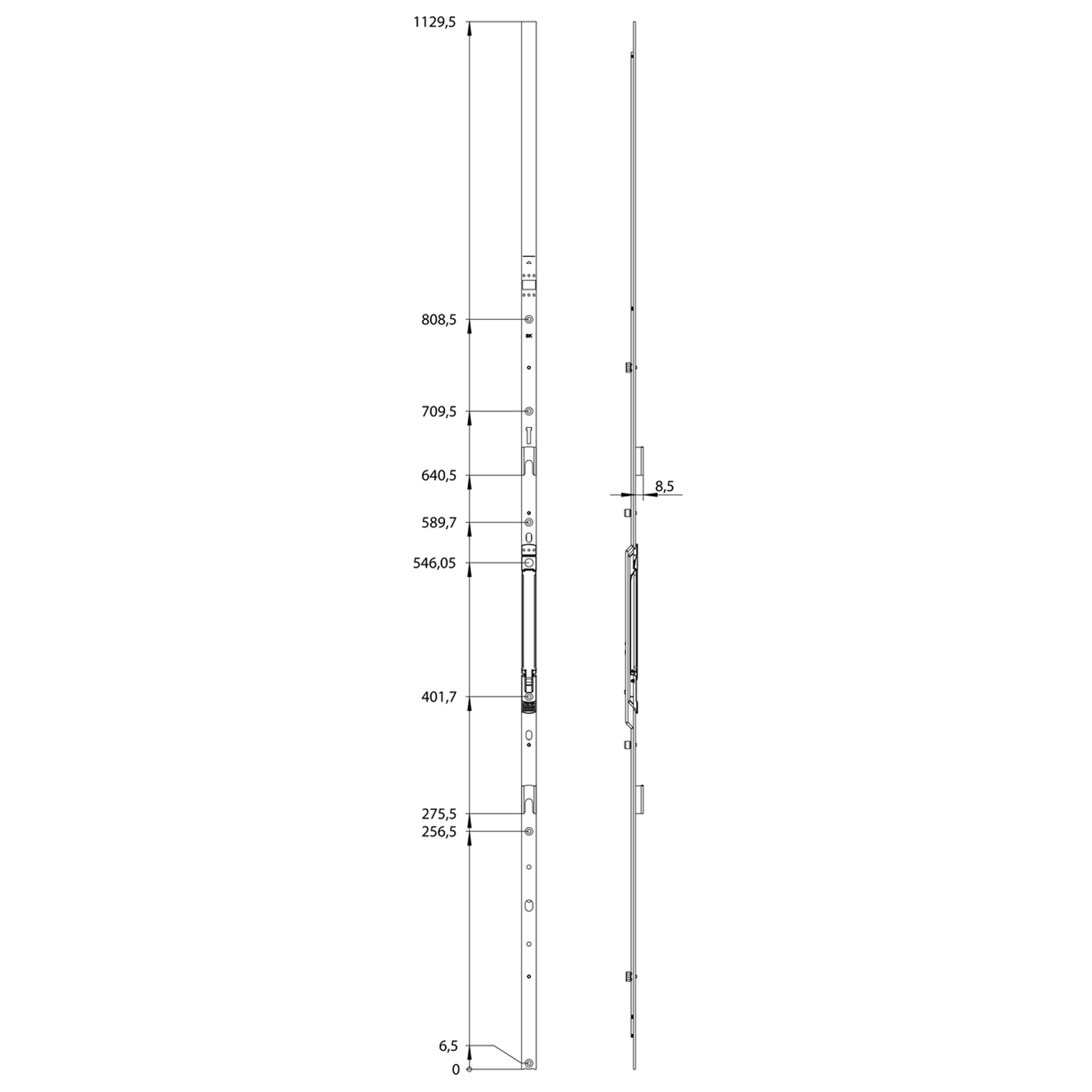 Winkhaus Stulpflügelgetriebe GASK.1325-2, 2 Schließbleche Winkhaus Stulpflügelgetriebe GASK.1325-2, 2 Schließbleche
